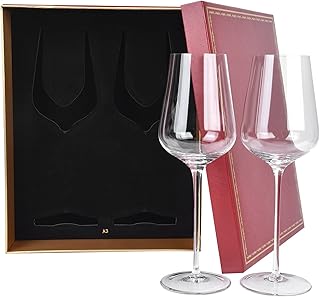 Bicchieri di vino, 2 pezzi 680 ml Vetro di cristallo con gambo soffiato a mano Bicchieri da vino rosso con una fantastica confezione regalo, Kit di calici cristallini per degustazione vini Champagne