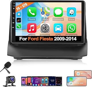 2+32G Android Car Stereo for Ford Fiesta 2009-2014 with Apple Carplay Android Auto Mirror Link Change Theme 9 inch Touch Screen FM RDS HiFi Bluetooth WiFi GPS+AHD Camera & MIC