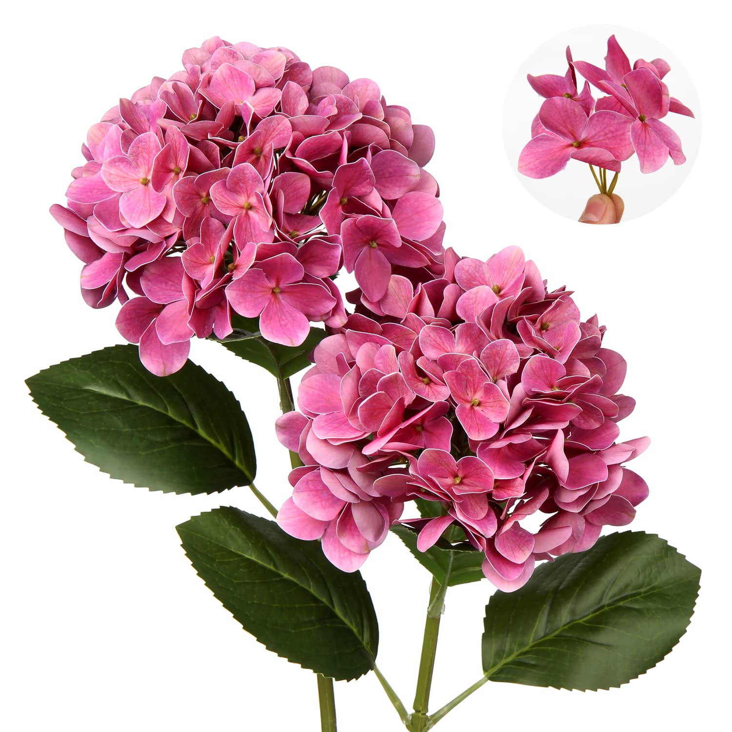 Oairse 2PCS Hydrangea Artificial Flowers Decorative Pink Fake Flowers Real-Touch Silk Hydrangea 63cm Long Stem for Home Hotel Office Wedding Decorations — image 1