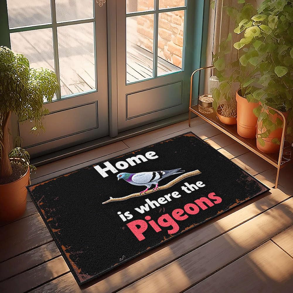 Paillasson d'extérieur entrée motif pigeon tapis de sol 65x90