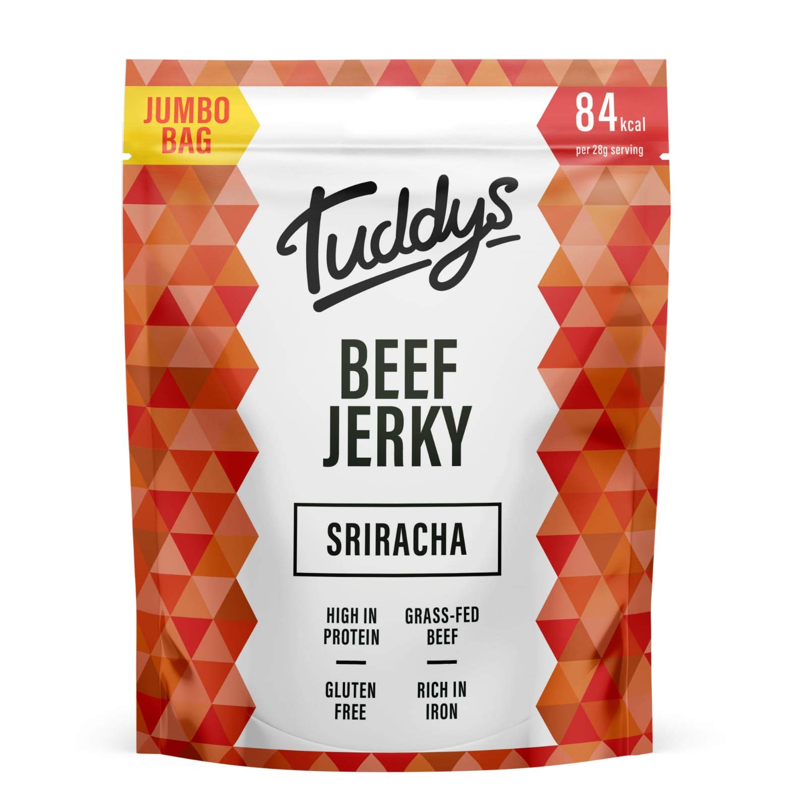 Tuddys - Soft Beef Jerky - Mild Sriracha Flavour - Delicate Flavouring, High Protein - 250 Gram Jumbo Pack