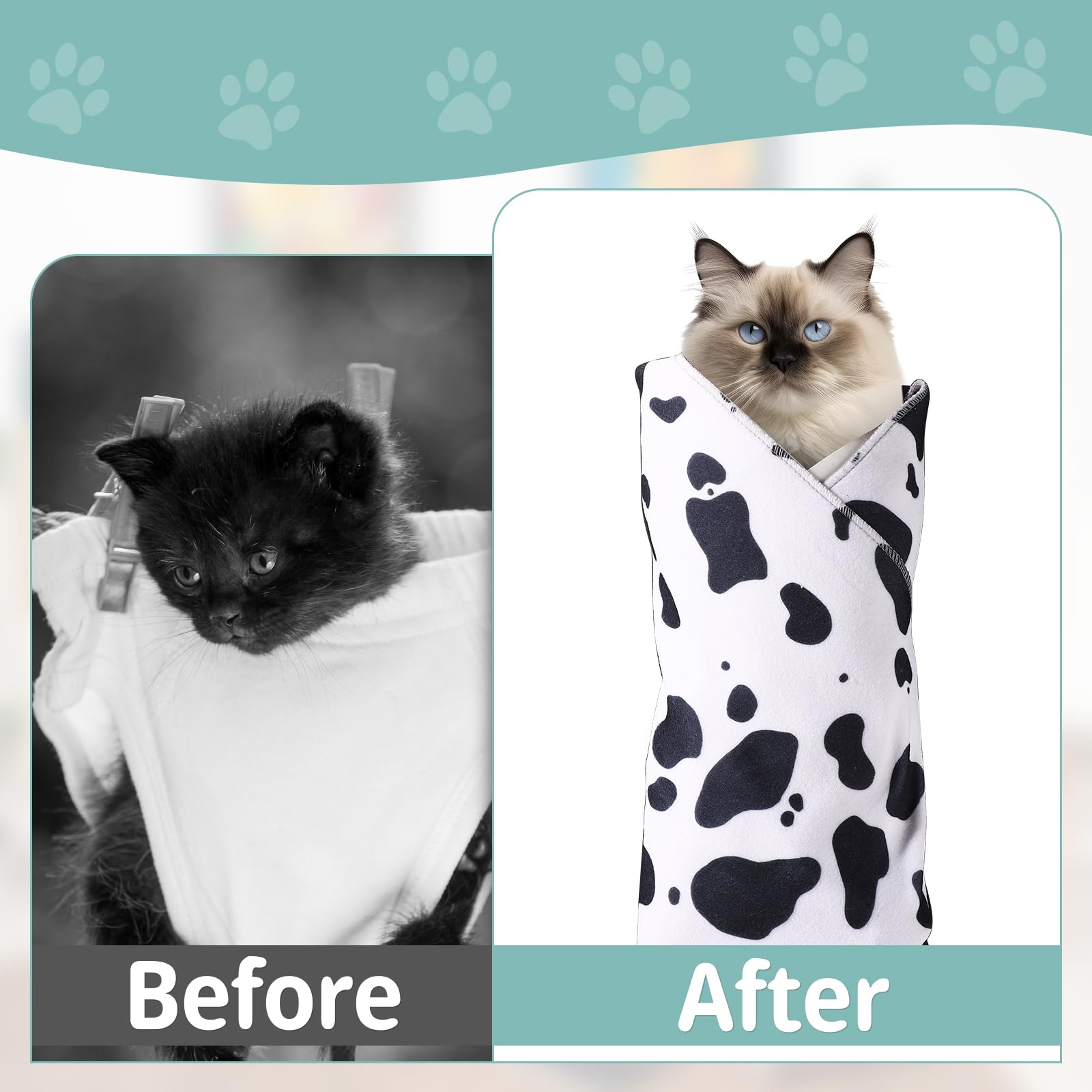 Cat Wrap for Grooming, 21.6x21.6in Soft Self-Adherent Cat Towel