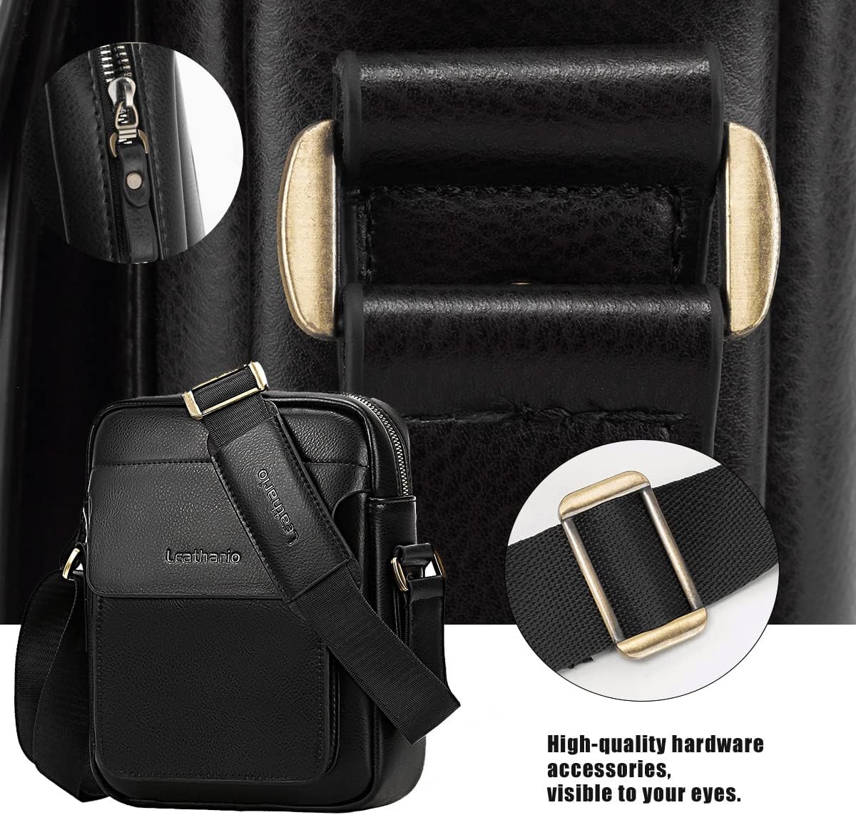 Leathario Crossbody Bag For Men Vegan Leather Shoulder Messenger Purse Sling Satchel Bag For Work Business Travel | Vegan Leather, Purse, For Work, Business, Travel - Image 5