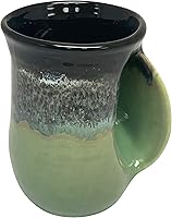 Vista 9 de Clay in Motion - Taza calentadora de manos para diestros, diseño Misty Green