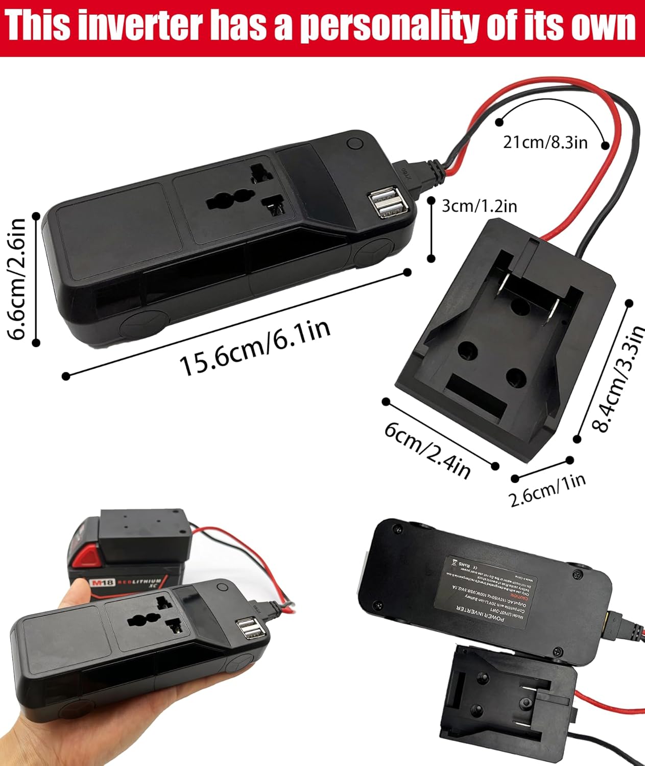 for Milwaukee 18V M18 Battery(NO Battery) 100W Power Inverter,for Dewalt USB Adapter with 18V 20V DC to AC110V Ports Outdoor Generator : Patio, Lawn & Garden