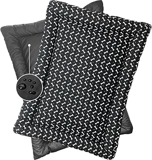 Cama Colchonete Para Cachorro Pet Gato 80x60 Dupla Face Impermeável (Preto Ossinhos)