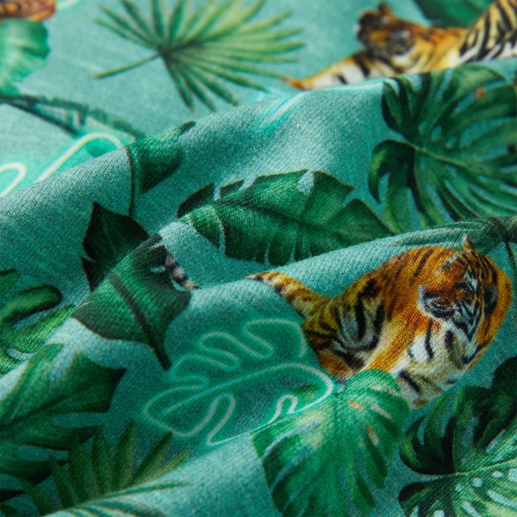 Sudadera infantil verde jaspeada con estampado de flores y tigre, 95% algodón, talla para 1,5-2 años, camiseta de manga larga, suéter cómodo para niños, transpirable y duradero