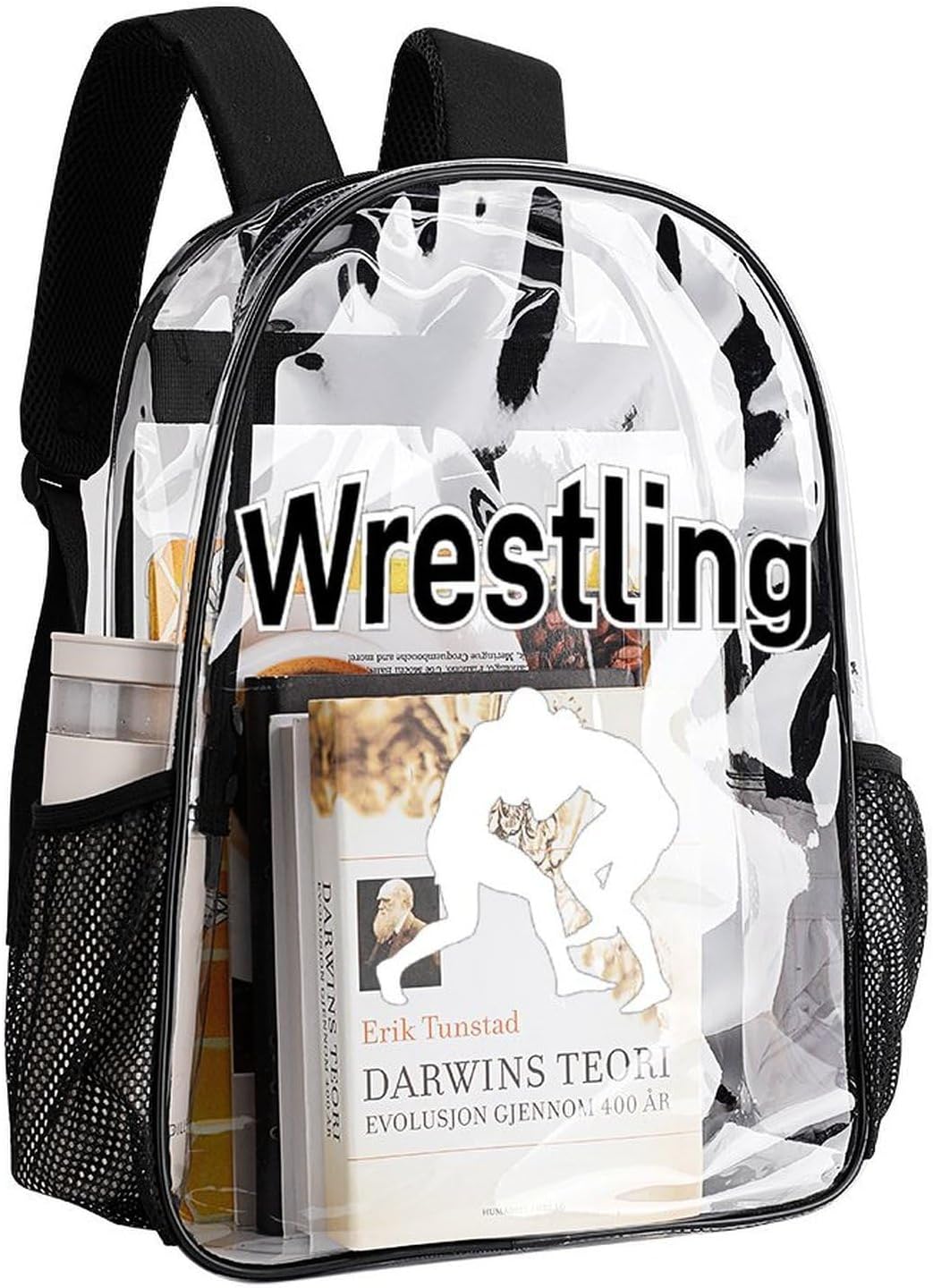 Wrestling Clear Backpack for Stadium Events Transparent Bag PVC Shoulder Packs