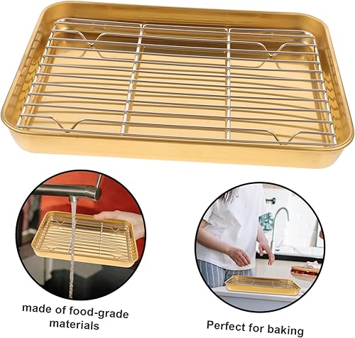 Miniatura 5 de Zerodeko 1 Unidades de Acero Inoxidable Utensilios para hornear Lasaña Rack Pan Sushi Placa de Acero Inoxidable Tostadora Pavo Asado Bandeja