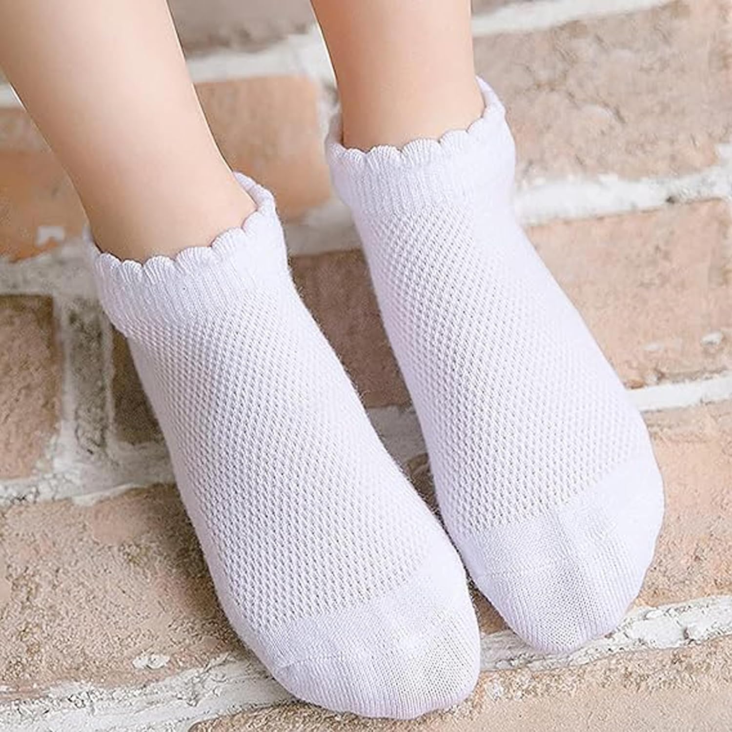 Looching 5 Pack Baby Girls Boys Mesh Thin Socks Cotton Low Cut Kids Toddler No Show Ankle Socks 1-12T Soft White/Multicolor - Image 7