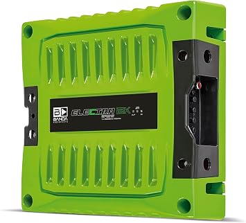 BANDA 2K2OHMGREEN 1-Channel Vehicle Audio Bass Amplifier - High-Powered Mono Bass Amplifier w/Subsonic Filter and Low Pass Filter Stable at 2 ohms, LED Indicators, Sound Specialization, Green
