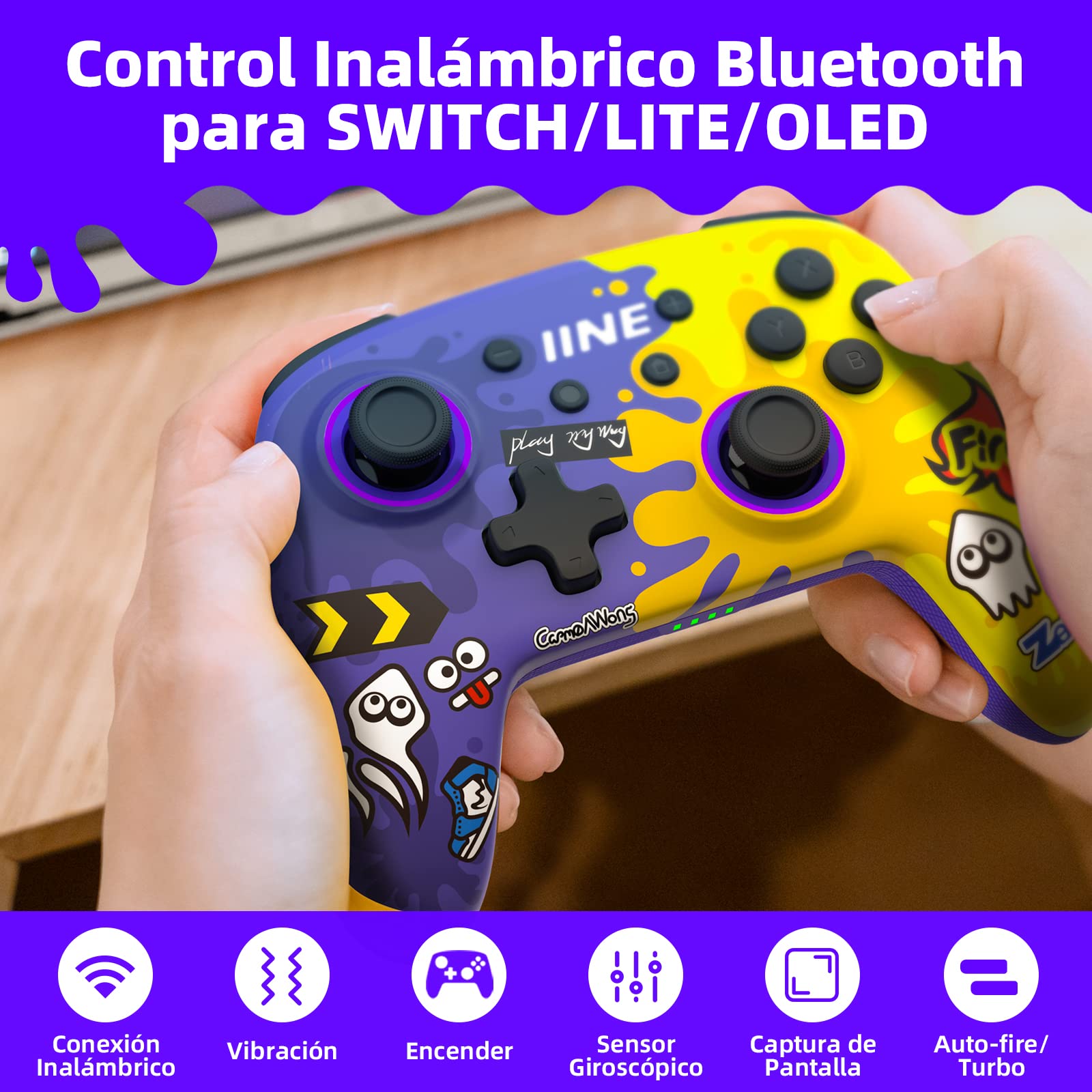 IINE Wireless Game controller for Nintendo Switch, Graffiti Gamepad Compatible with Switch/Oled, Wake Up, Vibration and TURBO Function