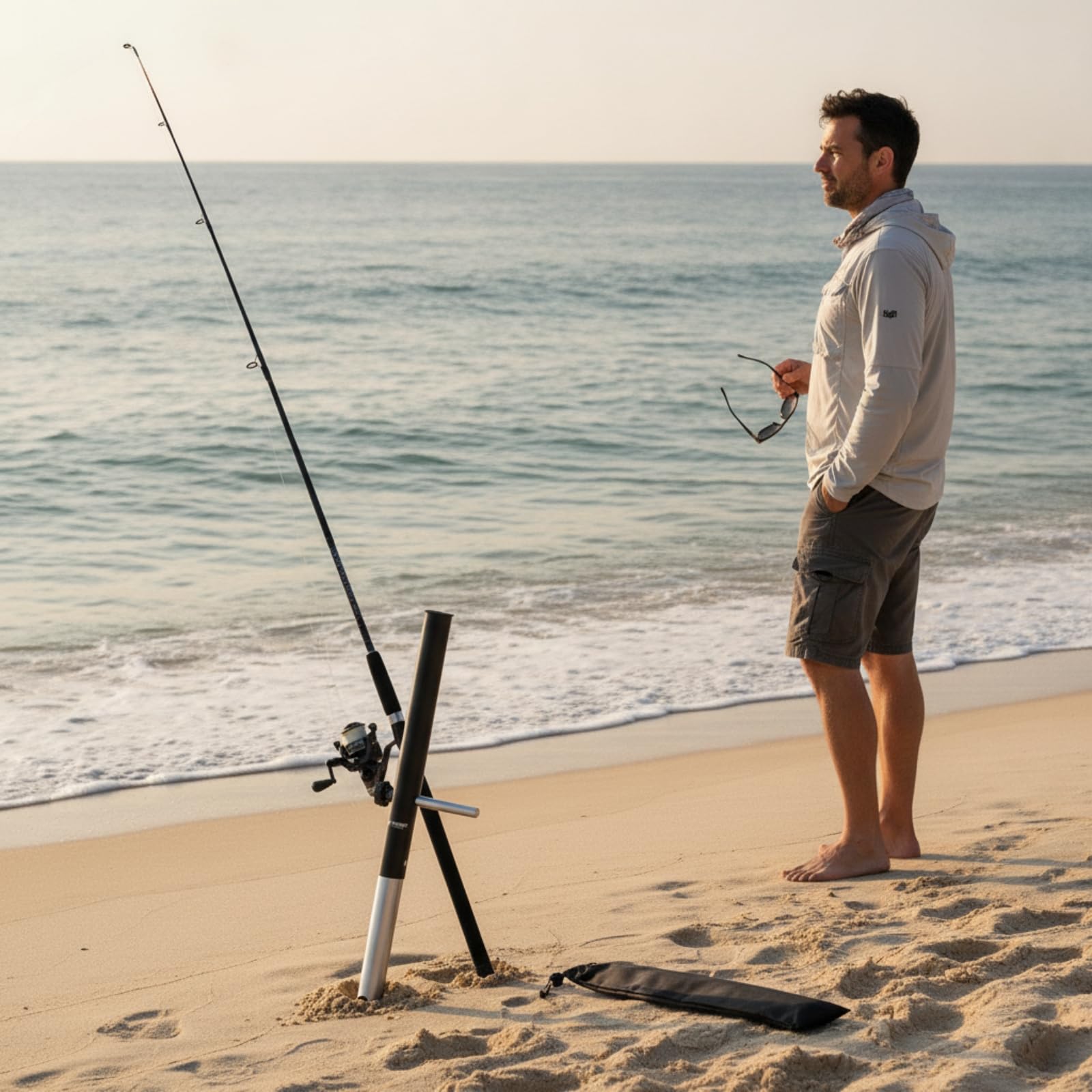 harayaa Portacanna da Spiaggia Portacanna da Pesca Portacanne Supporto Regolabile Puntale da Terra in Lega di Alluminio Antiruggine Smontabile con Tubo