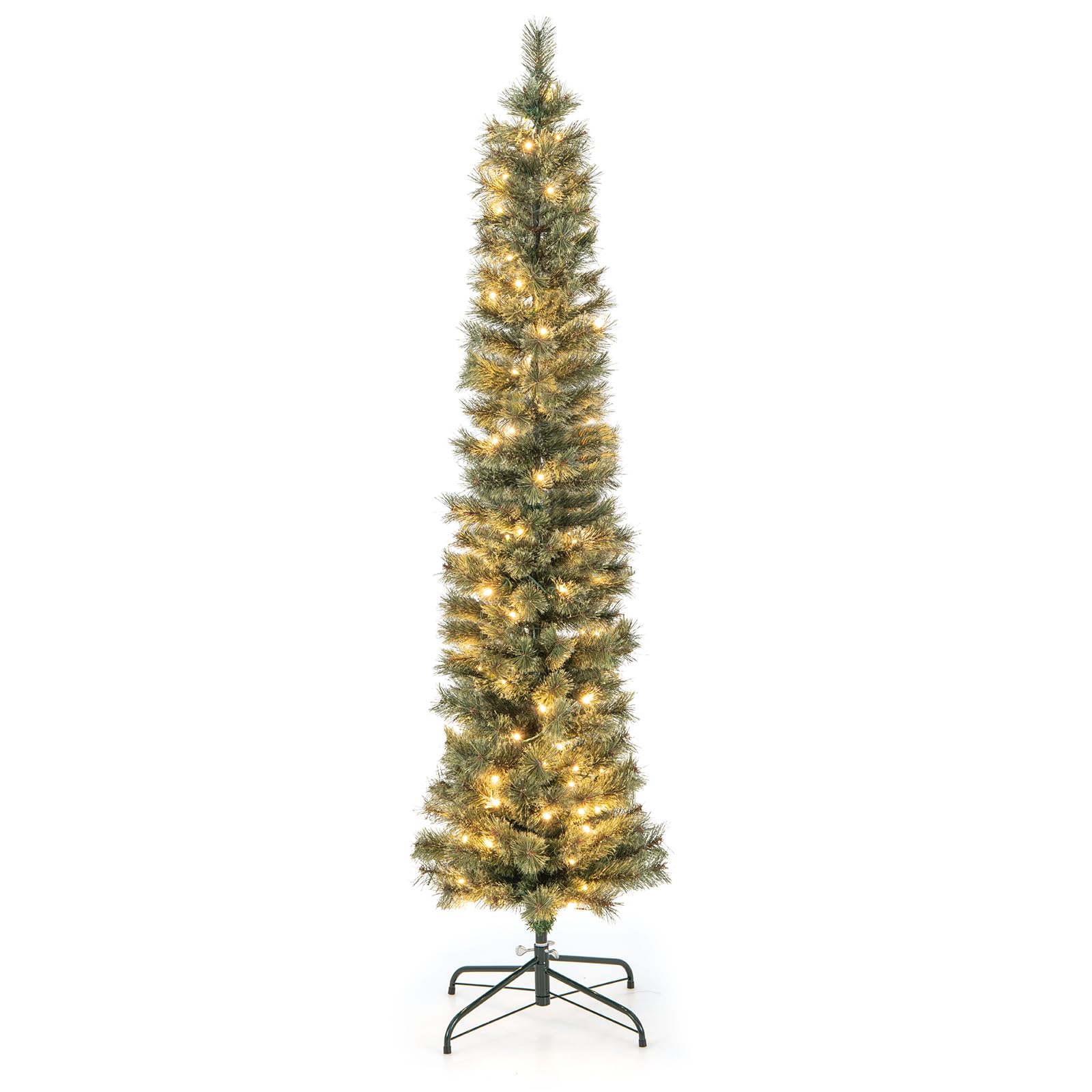 LIFEZEAL Albero di Natale con Luci Incorporate, 180 cm, con 250 Luci LED Bianche Calde, Neve, 519 Punte di Ramo e Ago di Pino, Decorazioni Artificiali per Christmas Tree