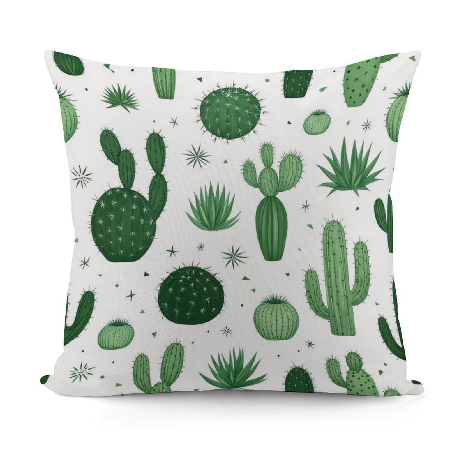 Smazdfxx Picture(447) Decorative Soft Floral Cactus Plush Pattern Couch Pillow Covers With Zipper For Sofa, Bed, Living Room
