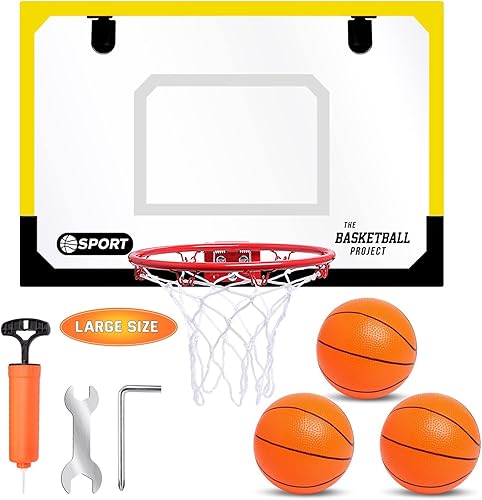 Juego de mini aro de baloncesto grande para interiores para niños y adultos, juegos familiares de mesa de 24 x 16 pulgadas, para el hogar y la