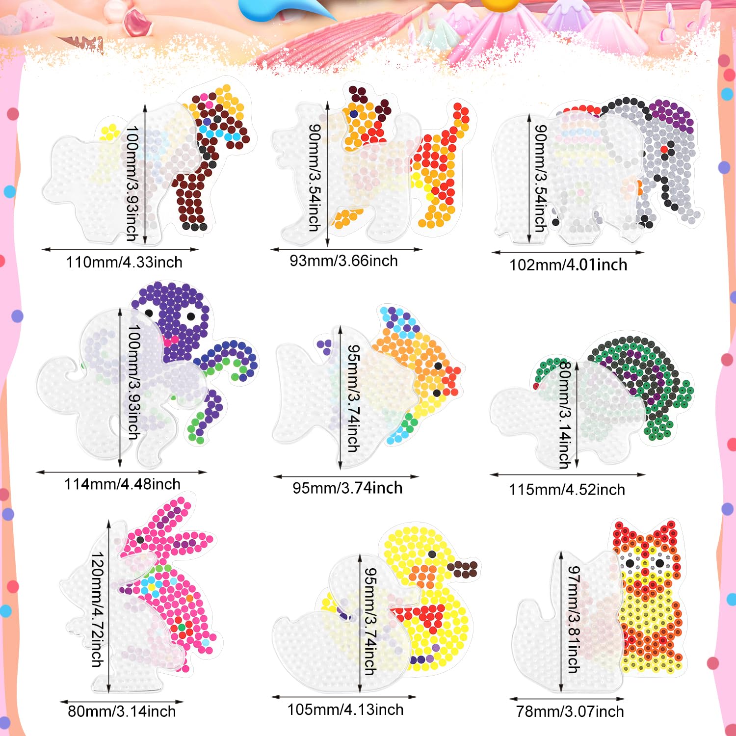Cuentas Para Planchar Beads Plantilla 15Pcs Animal Pegboards