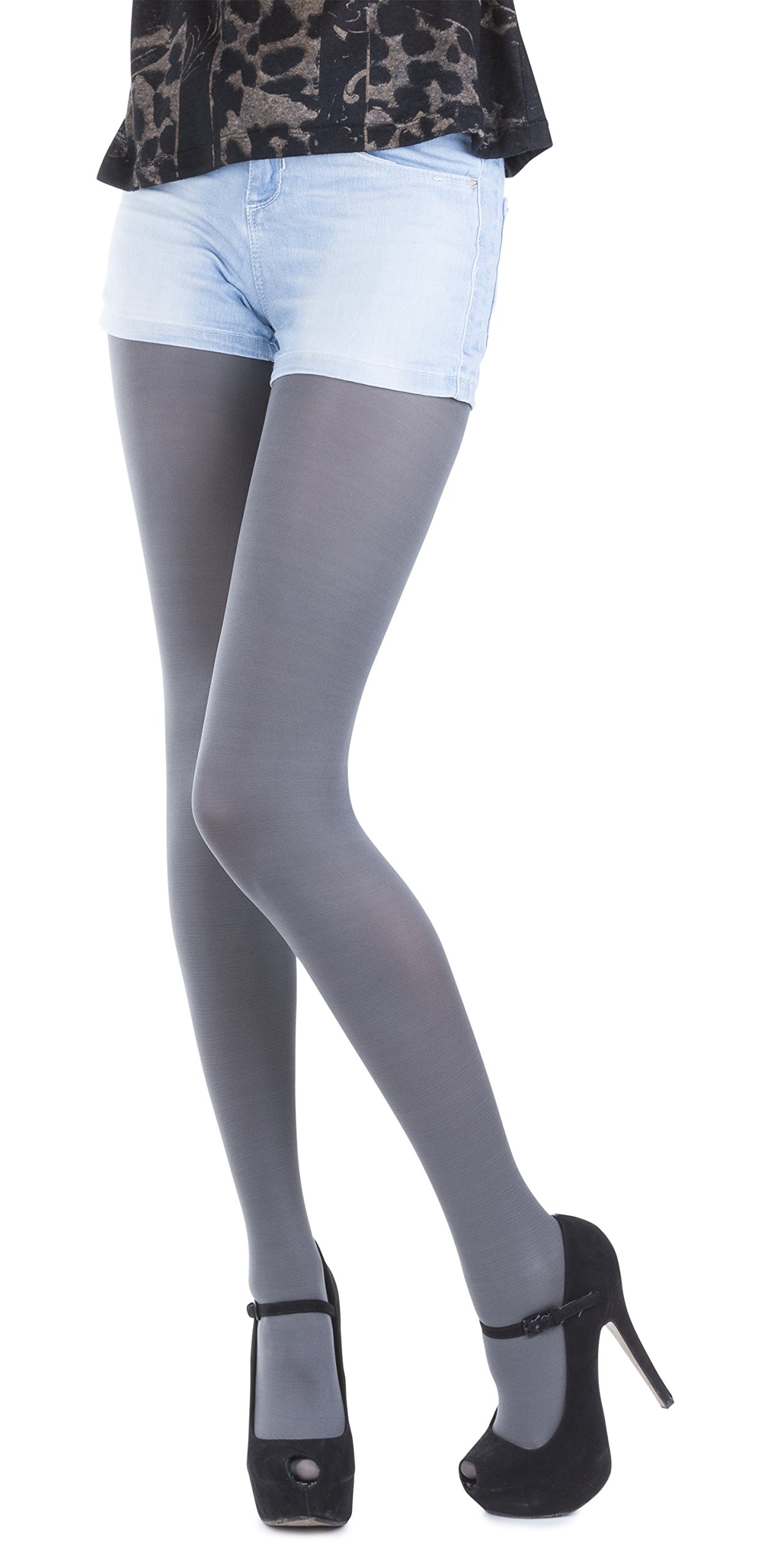 Opaque Tights Choose From 18 Fashionable Colours, 100 Denier, Sizes S-XL (Large, Grey)