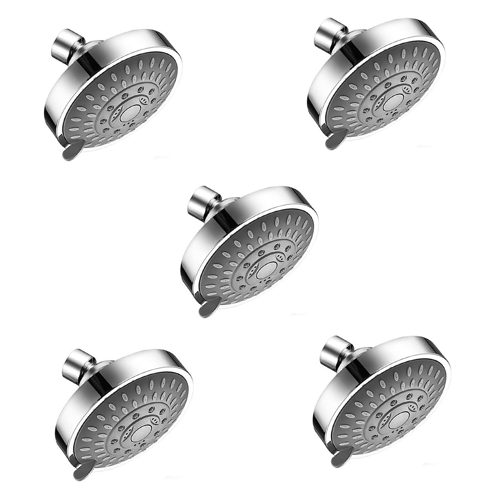 Hndhbfgrt Silver 5X Shower Head, High Pressure 5 Settings Showerhead With Adjustable Swivel Ball Joint