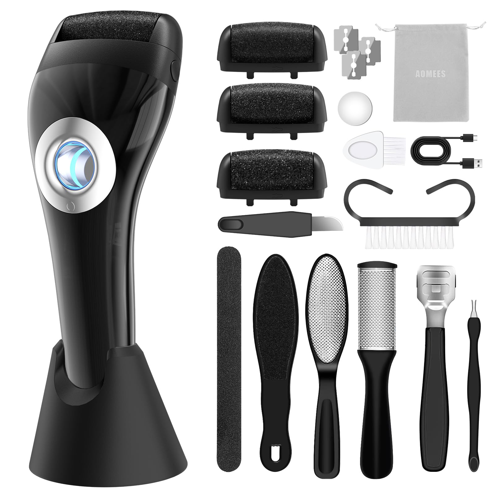 AOMEES- 2500 RPM/MIN MÁXIMO: El removedor de callos eléctrico ofrece 3 configuraciones de velocidad: 2000 RPM, 2300 RPM y 2500 RPM, para satisfacer sus necesidades de cuidado de los pies. La velocidad
