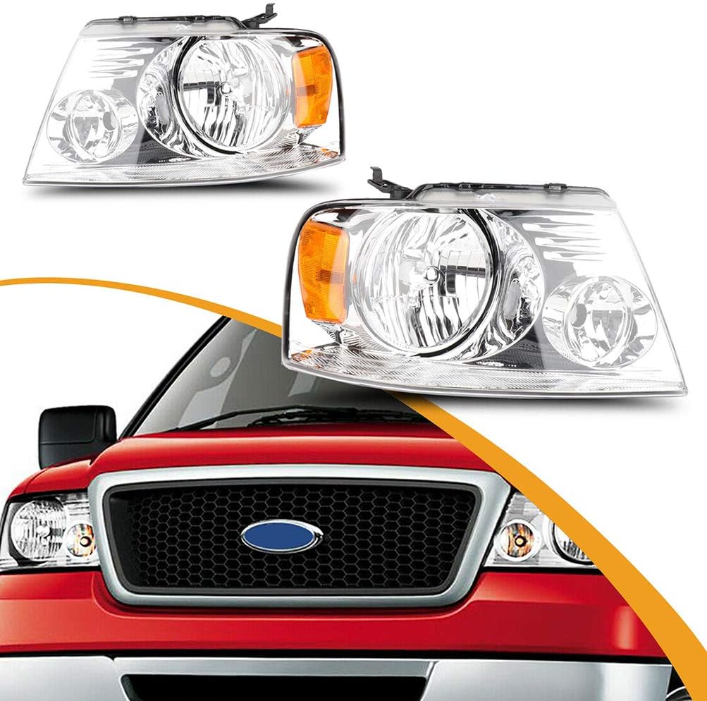 ECCPP Headlight Assembly Fit for 2004-2008 for Ford for F150 for Lincoln Mark LT 2006-2008 Driver and Passenger Side Replacement Headlamps