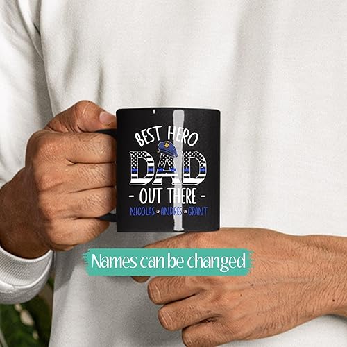 Miniatura 2 de Taza de café con texto en inglés "Best Hero Dad Out There", taza de té de felicitación personalizada para policía, regalo de policía de un compañero