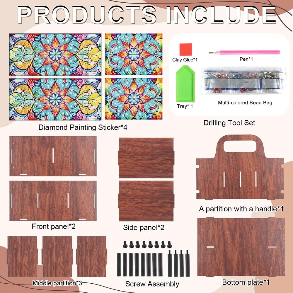 Tontut Diamond Painting Kit Storage Box, Suspended Flower 5D DIY Open Multi-Compartment Organizer for Storing Desktop Items, Snack Box, Handmade Creative Gift image 3