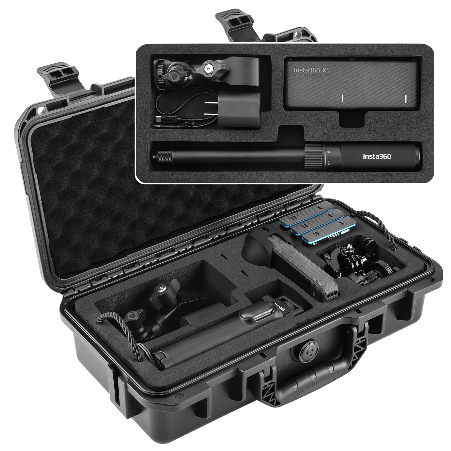 Migitec Waterproof Hard Case Compatible with Insta360 X5 / Insta360 X4 Action Camera and Accessories, Travel Carrying Bag for Selfie Sticks, Batteries