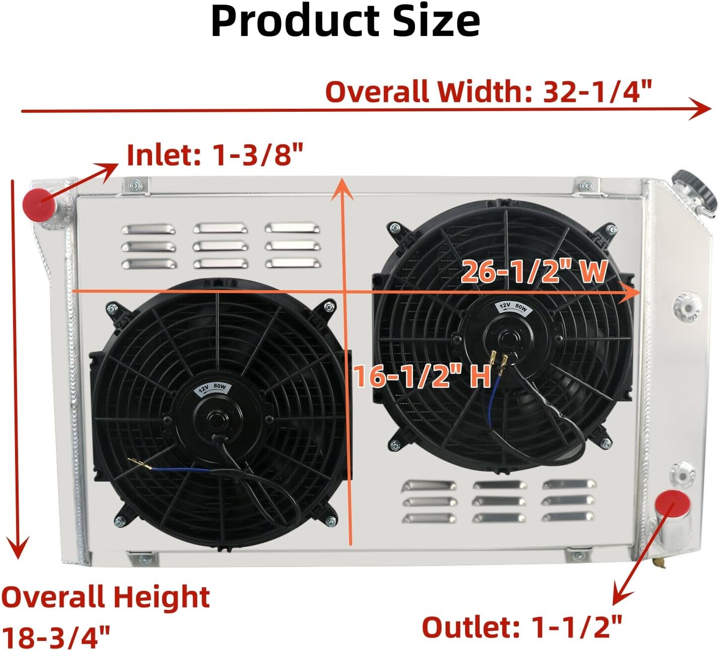 ReadyCool 3 ROW Aluminum Radiator+Shroud Fan+Relay For 77-82 Chevy Corvette C3 350/305 V8, silver