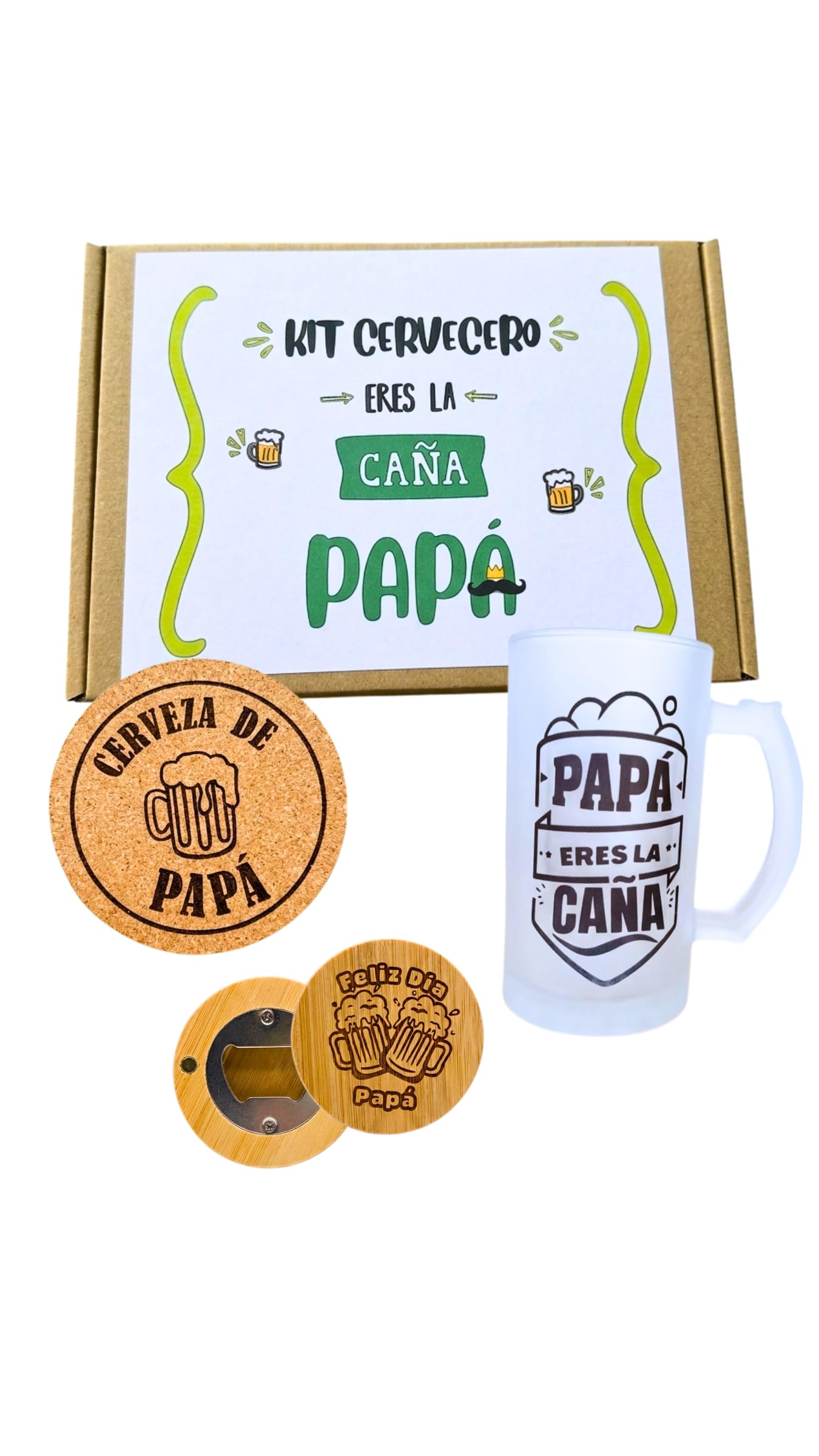Regalo original para papá: kit cervecero con jarra y abridor para el Día del Padre o Navidad