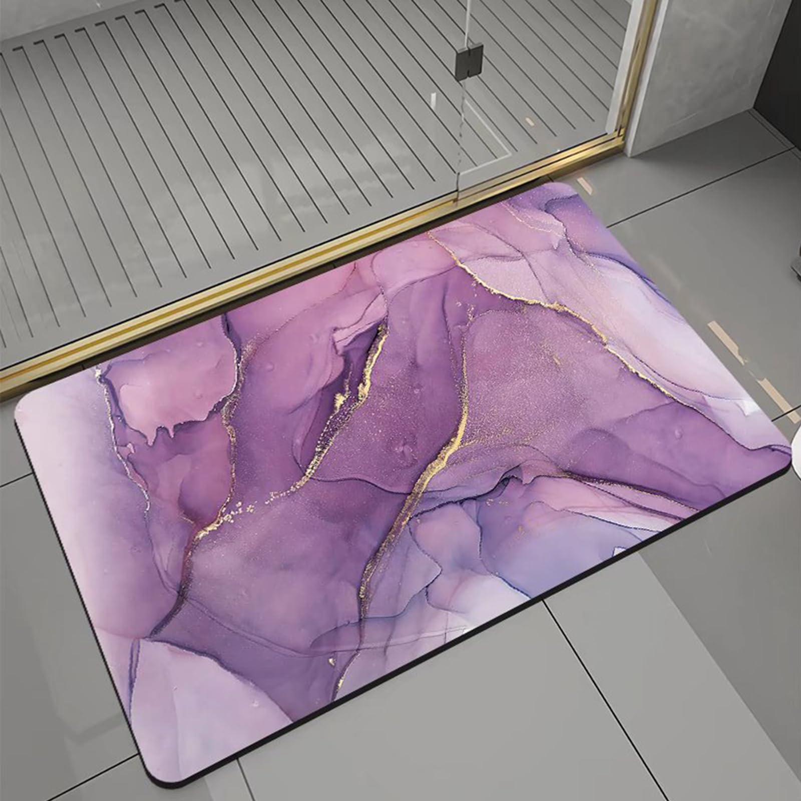 Tapis de Bain en Pierre de diatomite, Tapis de Bain antidérapant, Tapis de Douche Absorbant à 4 Couches, Tapis de Bain Lavable, pour Baignoire, Douche, Salle de Bain, Maison,60×90cm,3