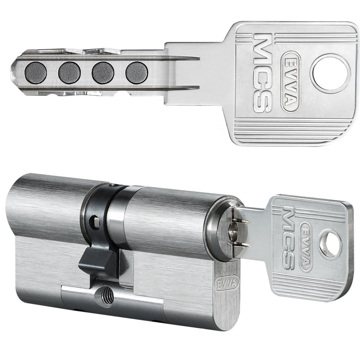EVVA MCS Doppelzylinder 31/41 | Profilzylinder sehr hohem Kopierschutz | Magnet-Technologie Bohrschutz Ziehschutz & Not- und Gefahrenfunktion | verschiedenschließend | 5 Schlüssel | Sicherungskarte