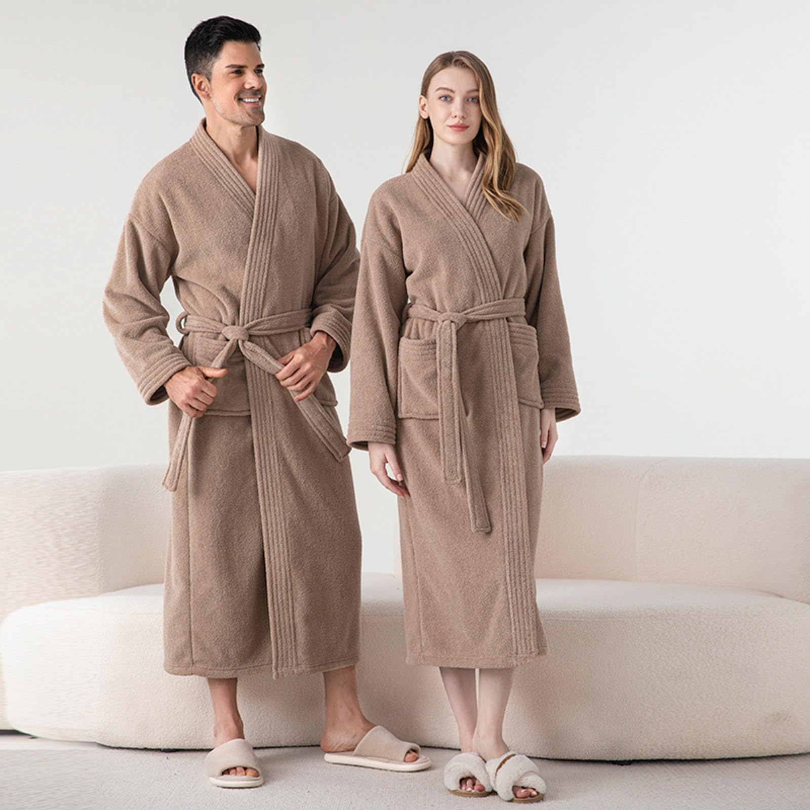 Générique Pyjama pour Hommes-Peignoir d'hiver en Flanelle épaisse pour Homme Nouveau modèle Long avec Doublure Fourrure Confortable Maison