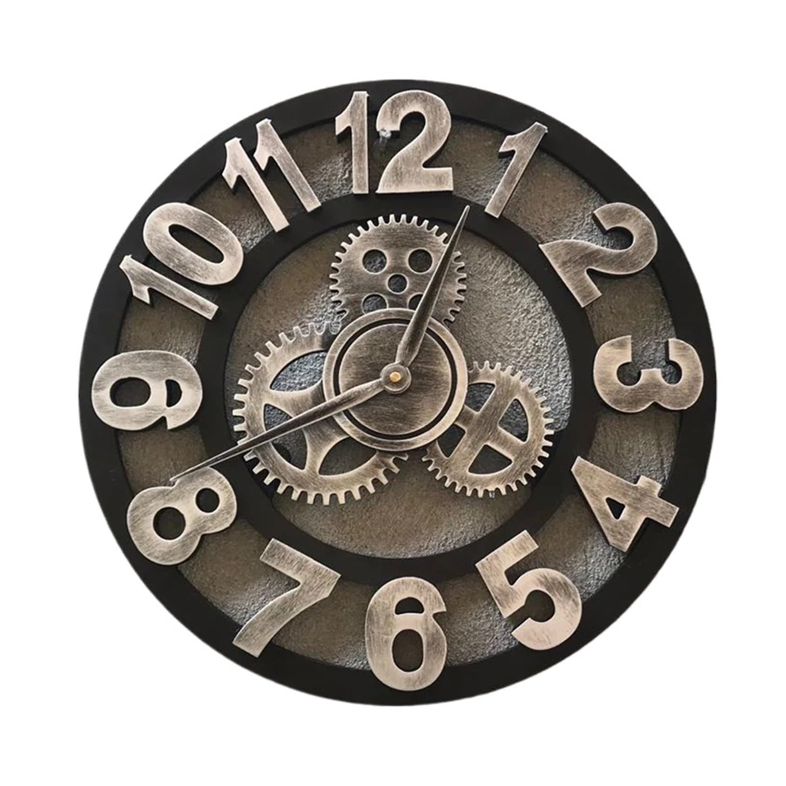 HVSYVVSRL 1 Pcs 30/35/40CM Metal Gear Wall Clocks Moving Clock Rustic Industrial Decor For House Warming Gifts Quiet Operation(Gold,30cm)