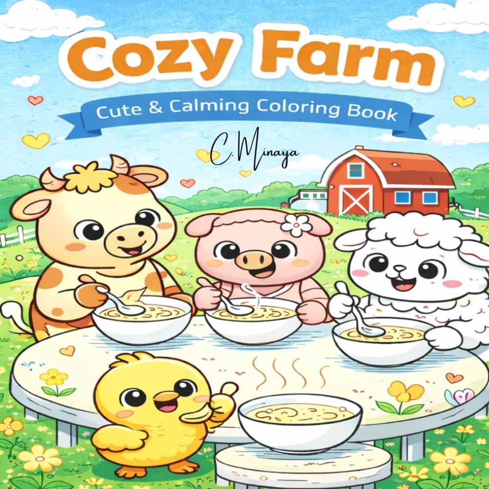 Cozy Farm: Cute & Calming Coloring Book (Cozy, Cute, & Calming)