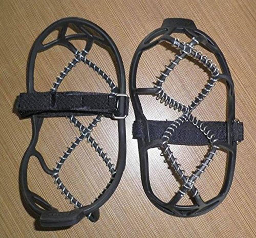 2x Anti-slip Ice Cleats Shoe Boot Tread Grips Traction Crampon Chain Spike Sharp Snow Walking Walker (black（35-40）)