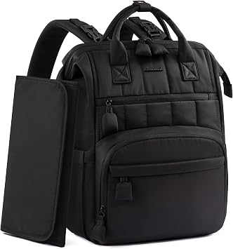 LOVEVOOK Sac à Dos à Langer Ergonomique 17 Poches avec Compartiment PC et Matelas de Change