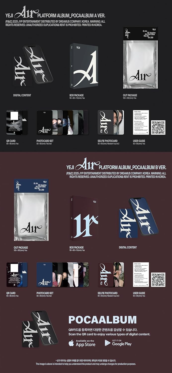 IT'ZY Yeji Air 1st Mini Album with Tracking Sealed (Full Set(2Standard+Mystery+Oxygen+2POCA))