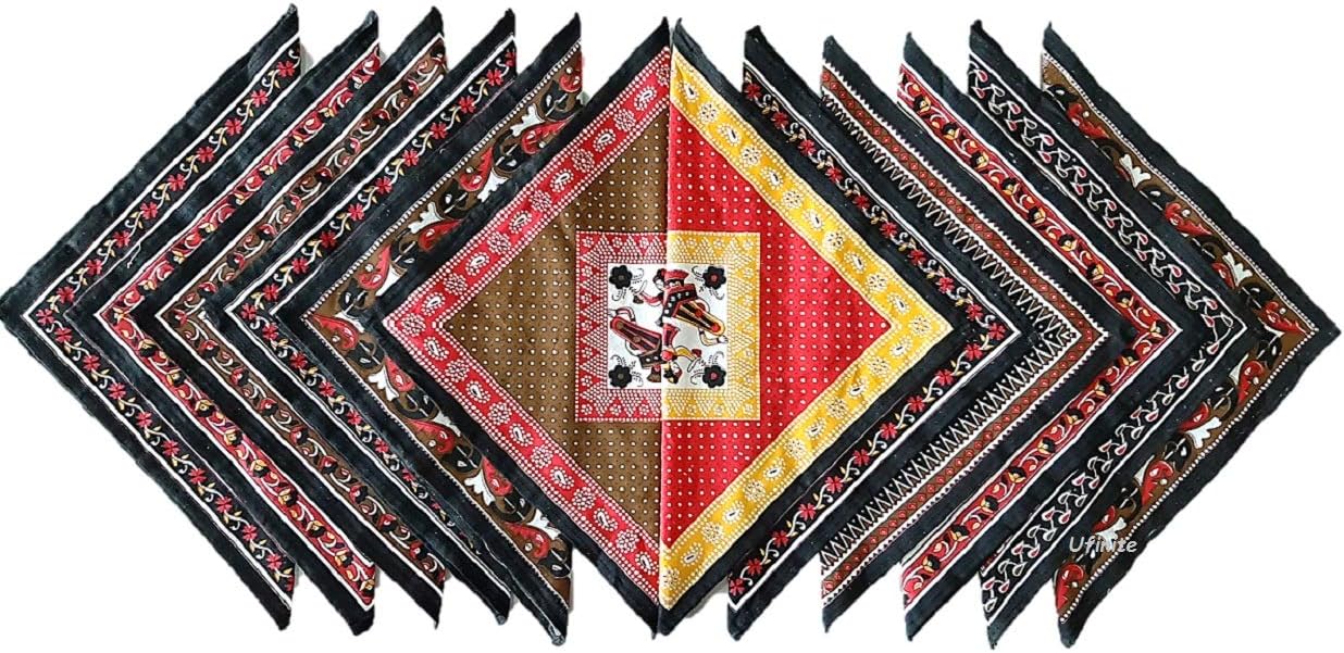 UEUfinite™ Cotton Printed Hanky/Handkerchief/Rumal for Women | Pure Cotton | Multi Color (Random Color)) | 6 Psc | 34 * 34 CM |Heavy Material Ladies Hanky for all occasions