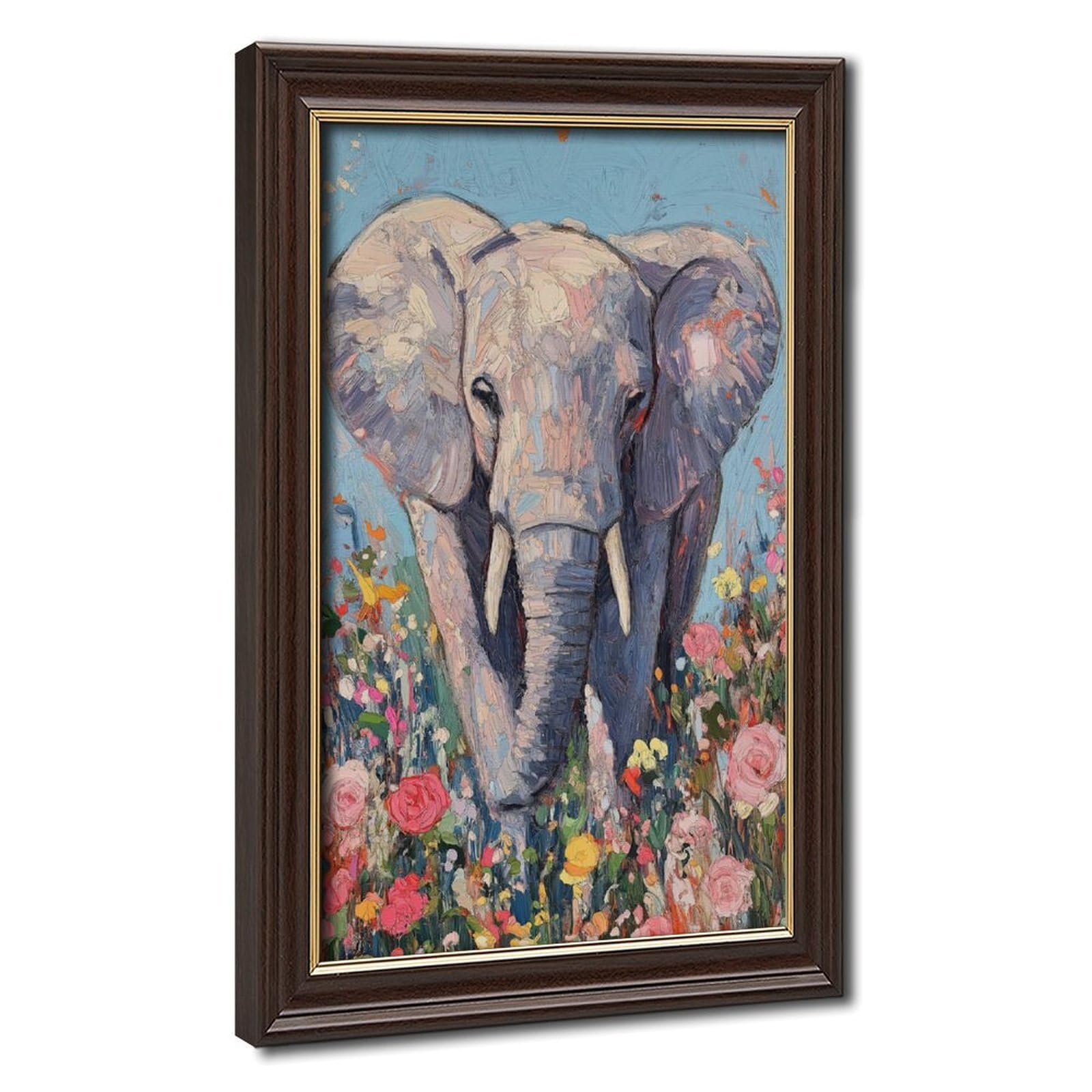 Bareronor Elephant in Flowers Abstract Canvas Poster Bedroom Decor Landscape Office Room Decor Gift 20" L X 30" W