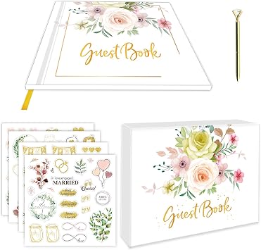 Joyeee Wedding Guest Book for Signing with Polaroid Photos - Alternative Guestbook for Wedding Reception, Baby Shower, Bridal Party - Wedding Sign in Book with 1 Pen & 4 Stickers & 120 Blank Pages