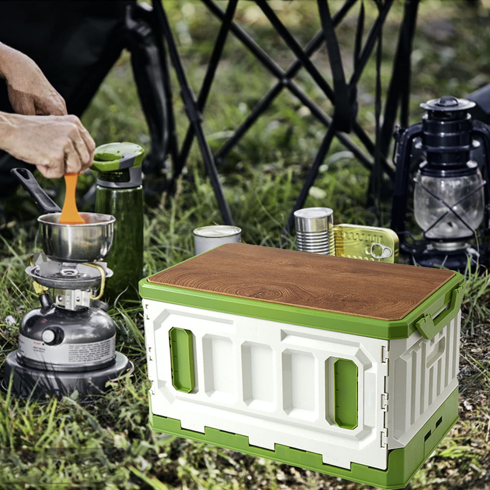 Folding Storage Box with Large Capacity 95L (zielony biały)