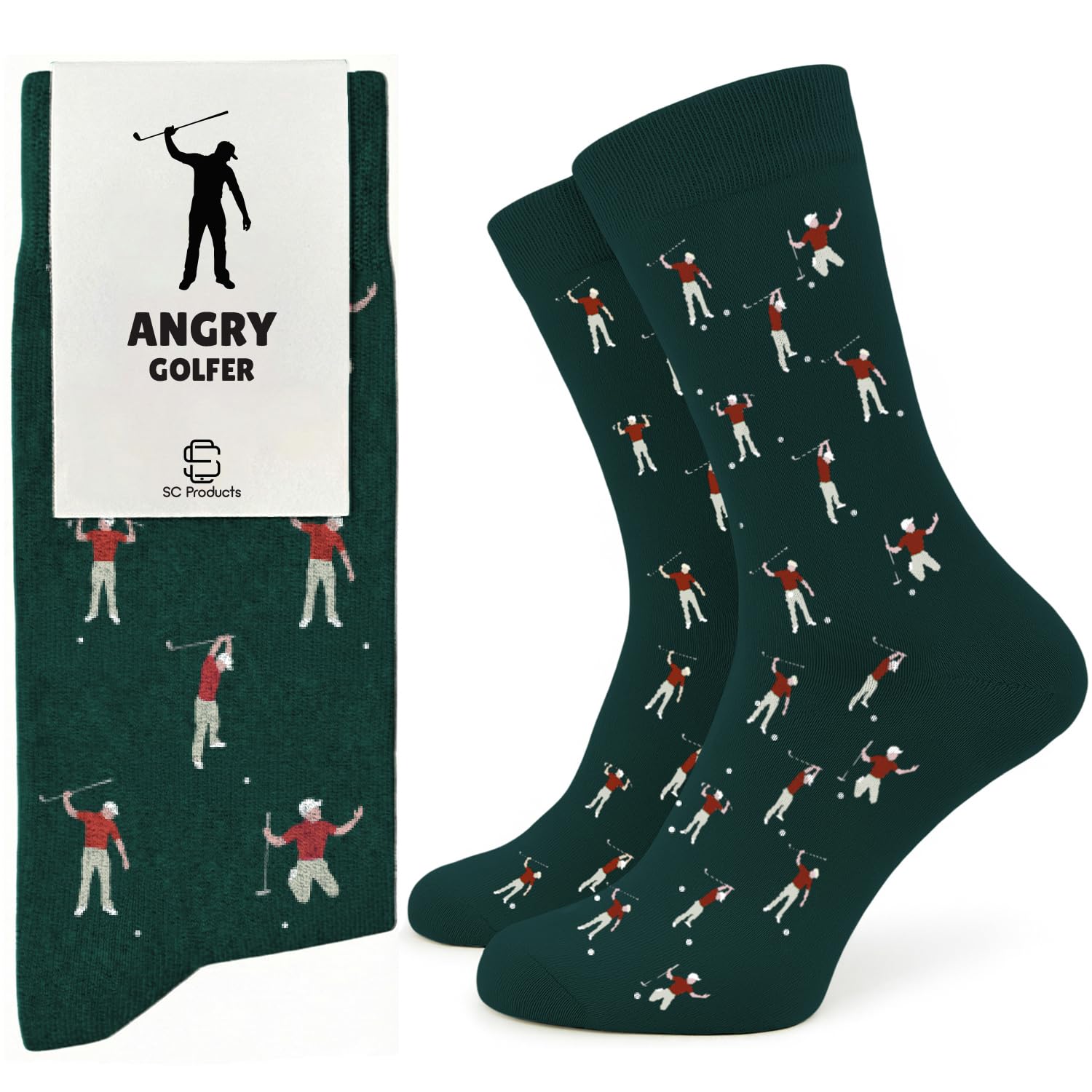 Sc Products Men's Angry Golfer Novelty Golf Socks | Size 6-12 Cotton Rich Frustrated Golfer Socks Funny Golf Gifts For Uk | Grandad Dad Gifts For Golfers For Fathers Day, Christmas Stocking Fillers