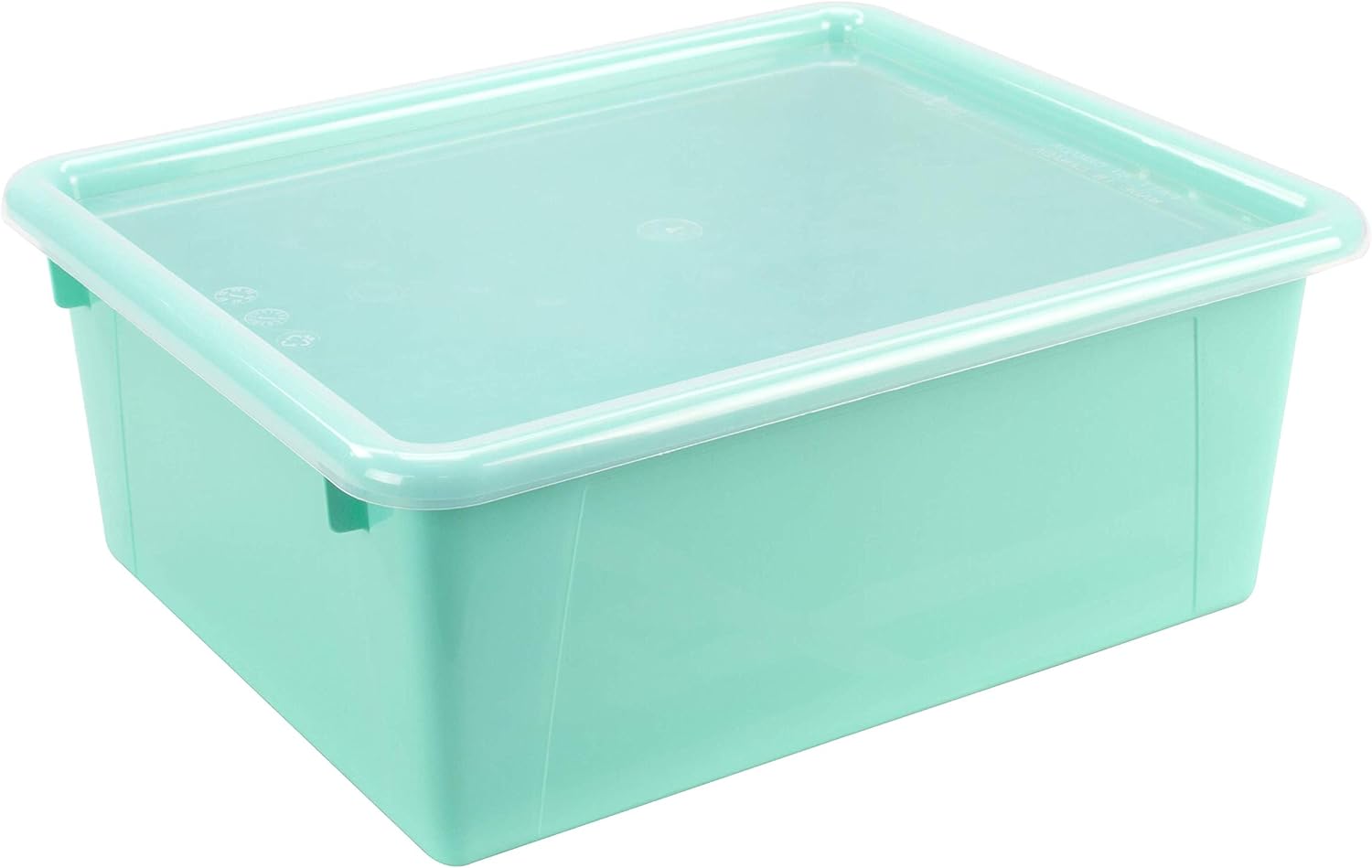 Storex Letter Size Deep Storage Tray – Organizer Bin with Non-Snap Lid for Classroom, Office and Home, Teal, 5-Pack (62549U05C)