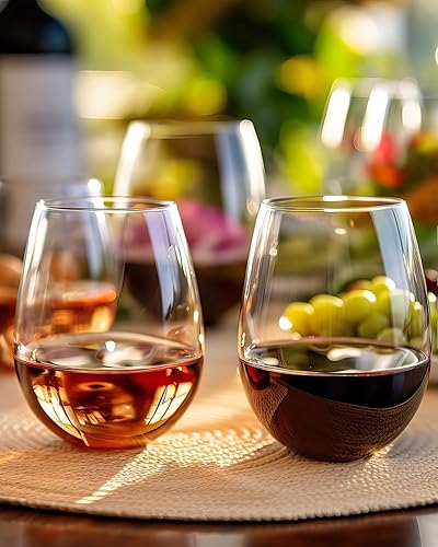 Miniatura 2 de KING CRYSTAL Juego de 4 copas de vino transparentes sin tallo, de 20 onzas, juego de 4 copas de vino de verano, juego de copas de vino, regalo