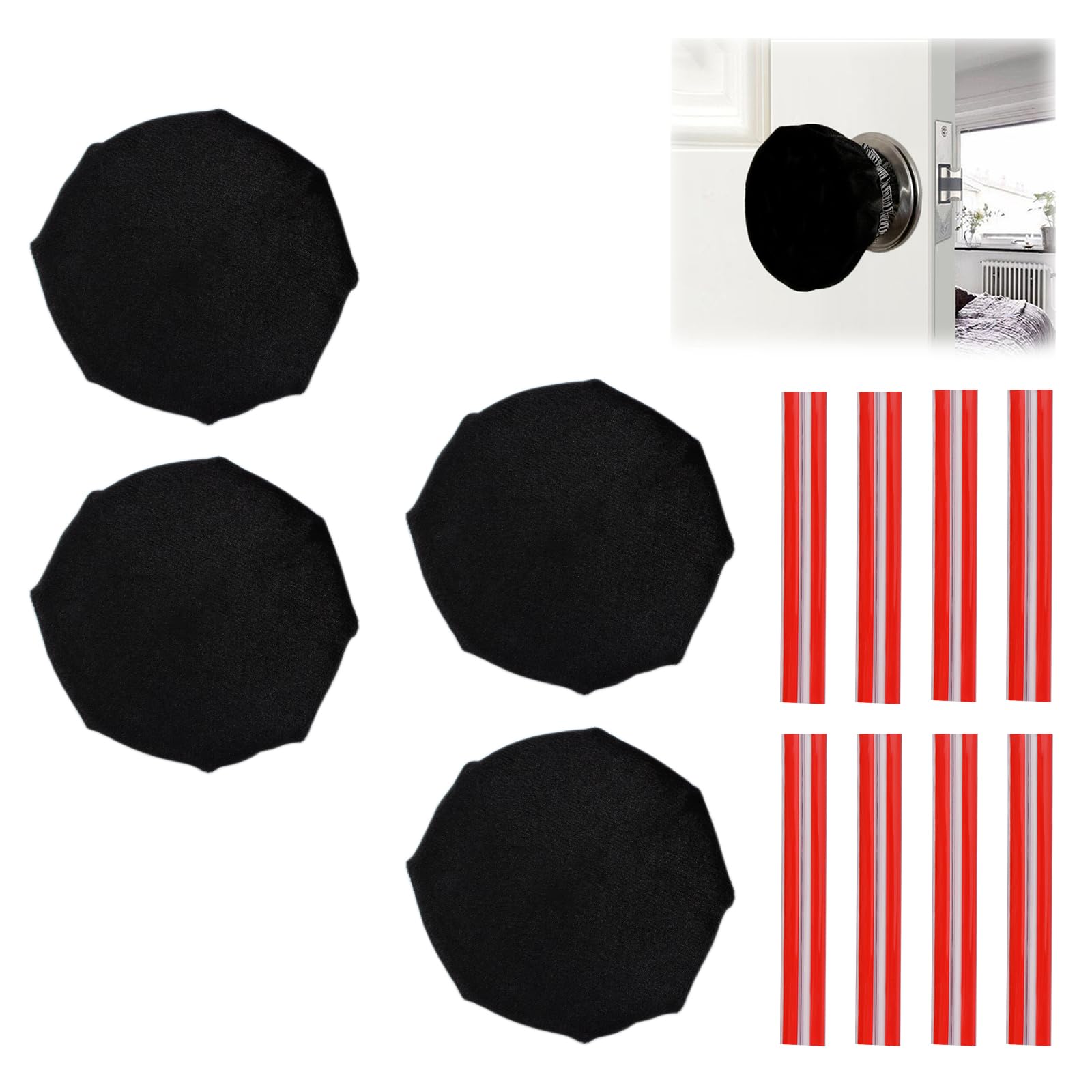 UFURMATE Door Handle Covers, 4Pcs Black Decorative Round Knob Covers, Soft Anti-Static Safety Protector Glove for Doorknob — image 1