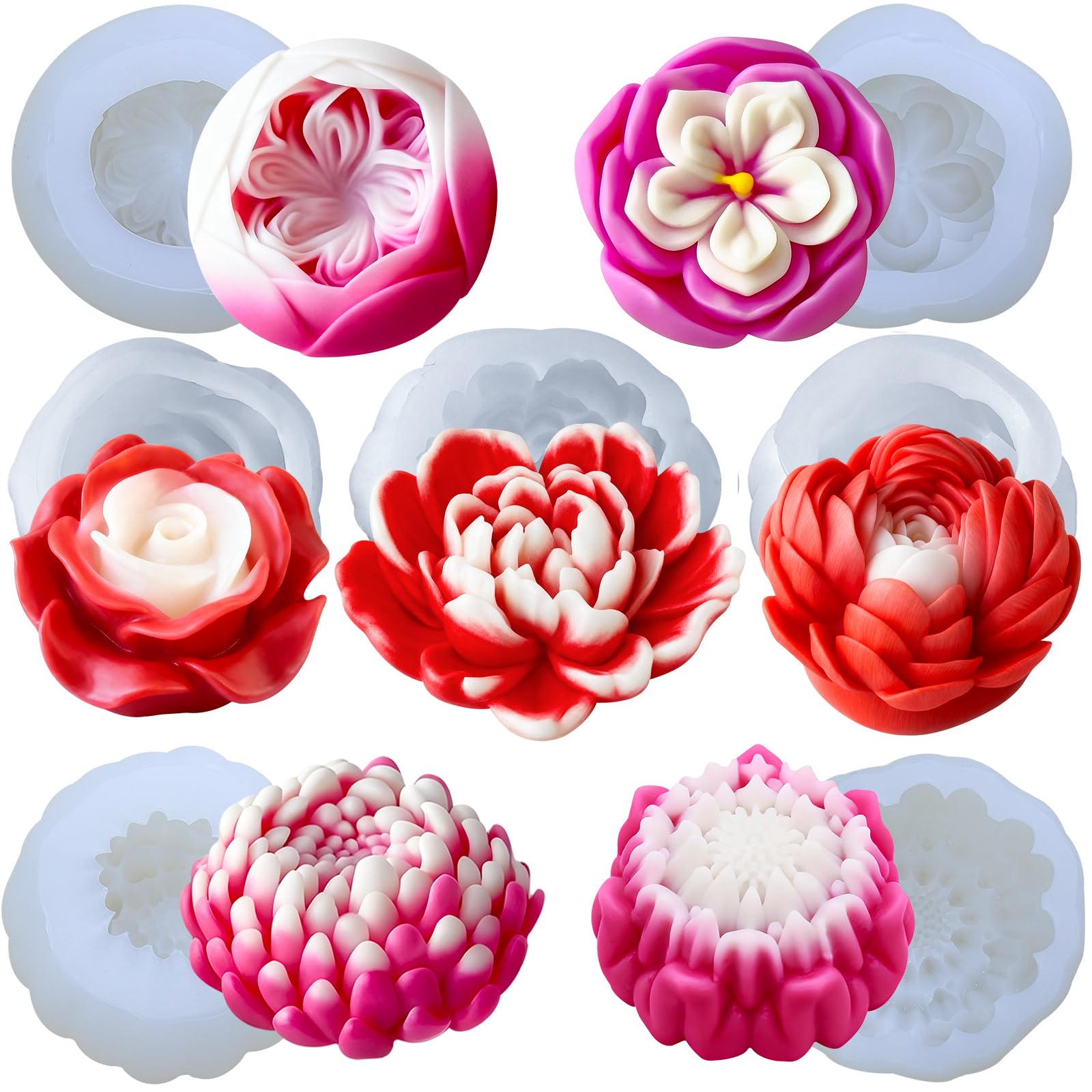 Moule Silicone Bougie fleur : Lot de 7 faciles à démouler