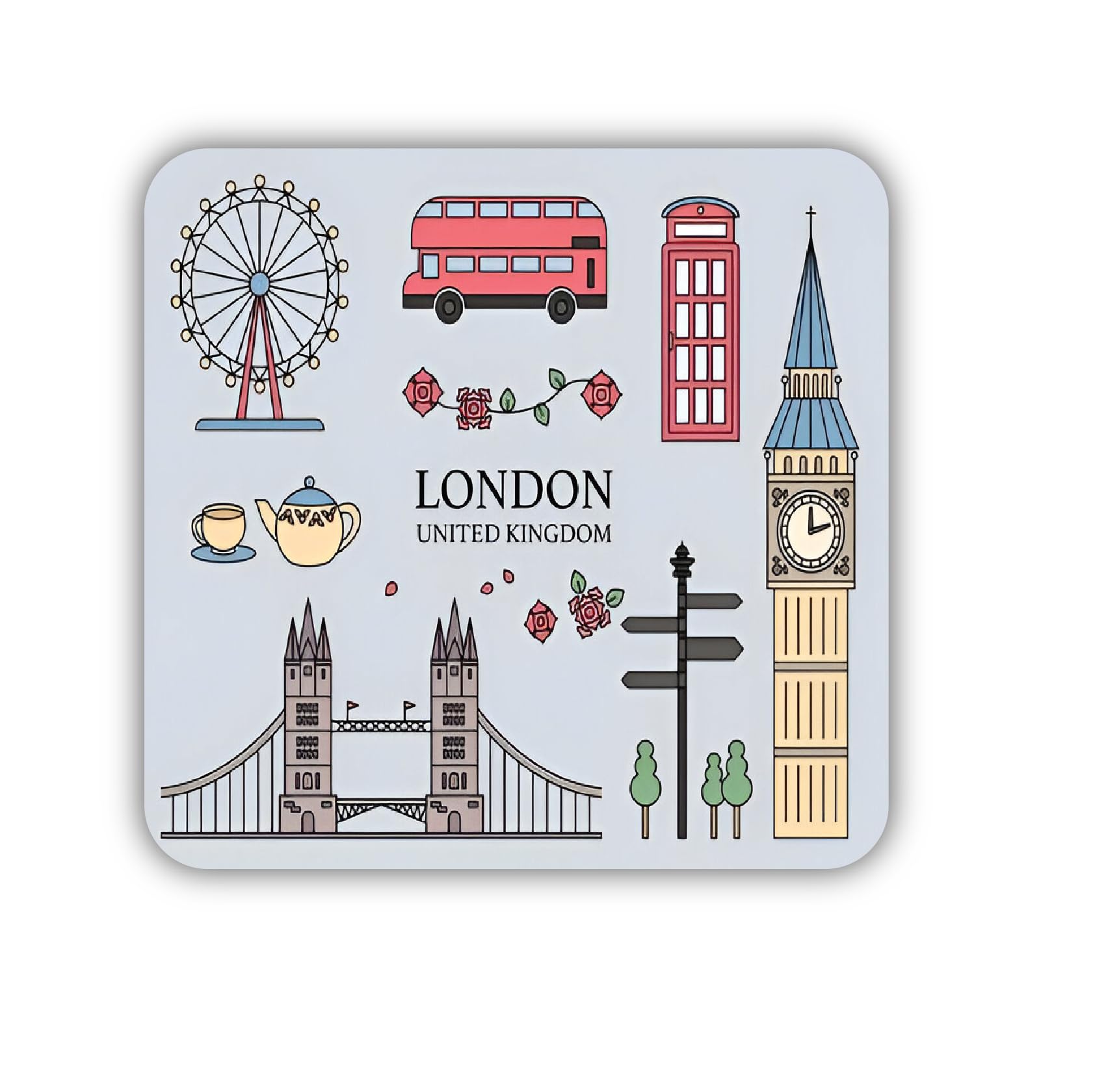 ISEE 360 London United Kingdom Square Fridge Magnet for Kitchen-Refrigerator Door Home-Office Doors Decoration Travel Souvenir Gifts L X H 3 X 3 Inch