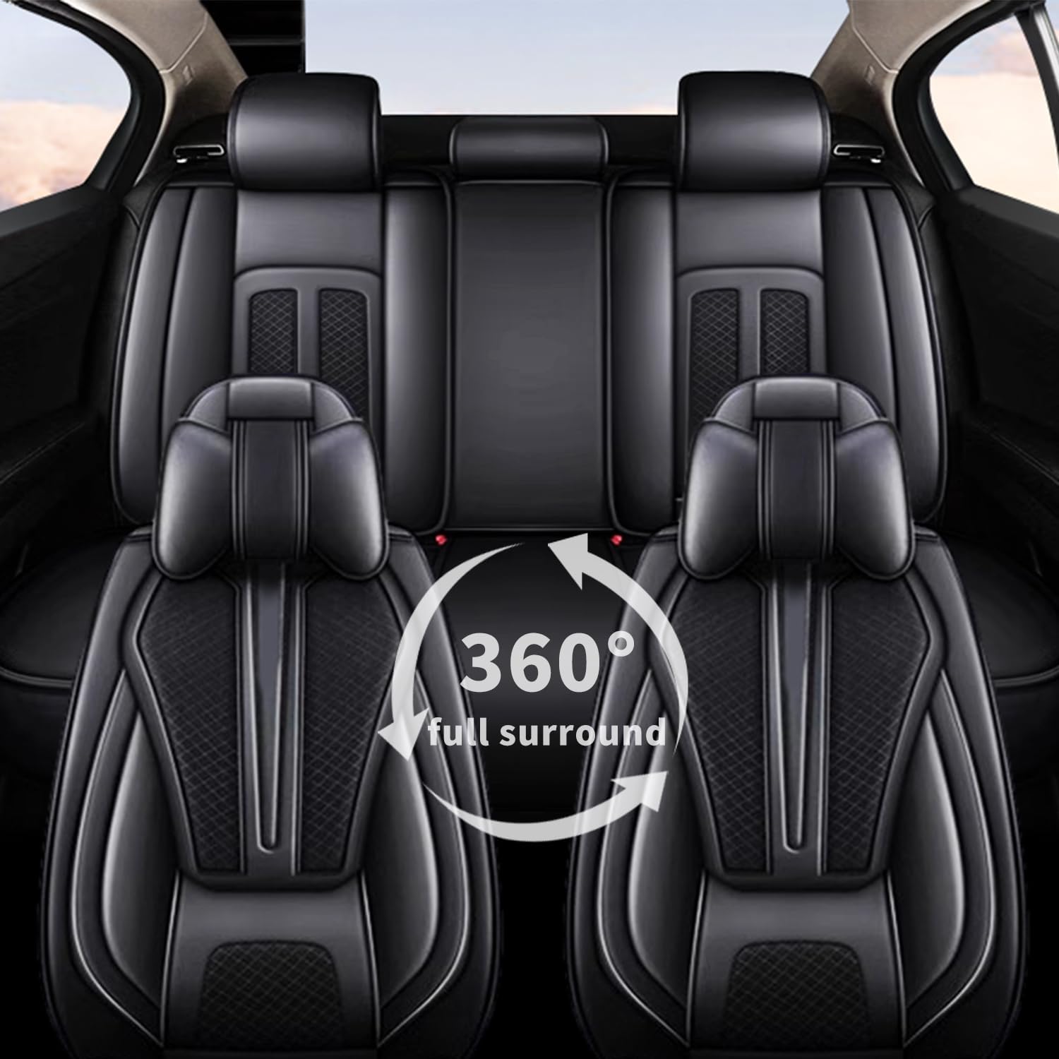 TTX LIGHTING Car Seat Covers Full Set Fit for Subaru Impreza 2012-2025 2026 Breathable and Waterproof Faux Leather Anti-Slip Automotive 5 Seat Covers with Airbag Compatible(Black,5 Seats)