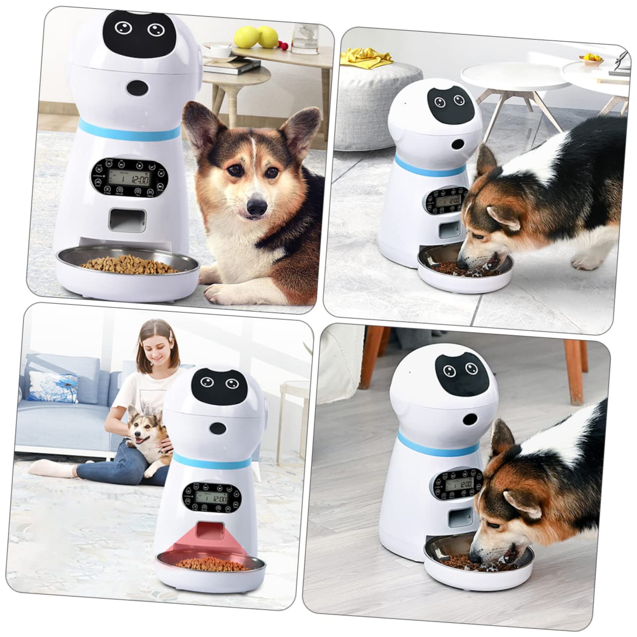 FOMIYES Comedero Automático Diseño de Goma Flexible con Temporizador Digital para Gatos y Alimentación Programable Capacidad 3.5l para Uso Doméstico